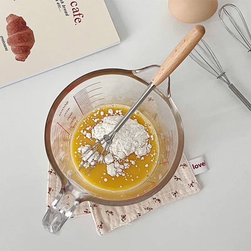 مضرب نسكافيه ستانلس بيد خشب ميني لتحضير المشروبات والرغوة