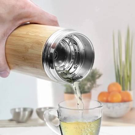 ترمس حراري ستانلس 304 بغطاء خشبي – سعة 550 مل