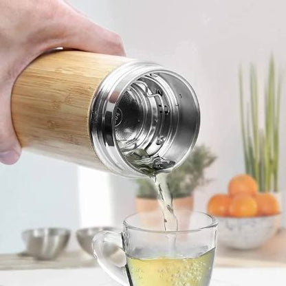 ترمس حراري ستانلس 304 بغطاء خشبي – سعة 550 مل