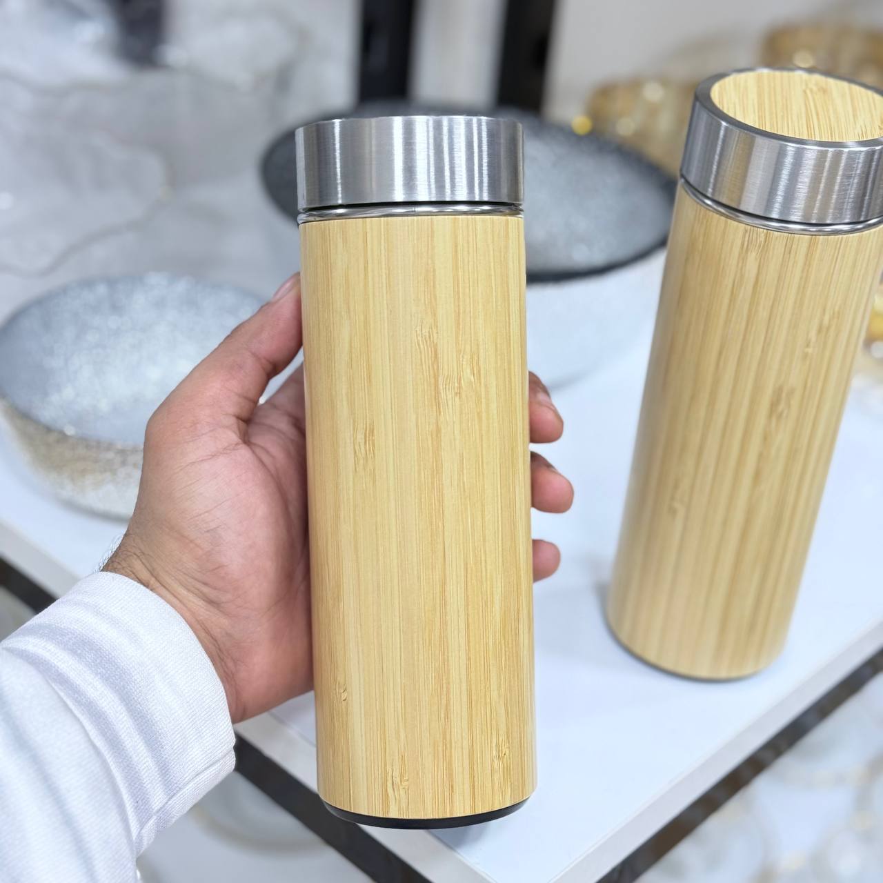 ترمس حراري ستانلس 304 بغطاء خشبي – سعة 550 مل