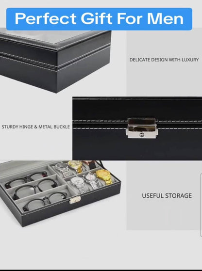 بوكس منظم ساعات ونظارات فاخر – تصميم أنيق وجودة عالية