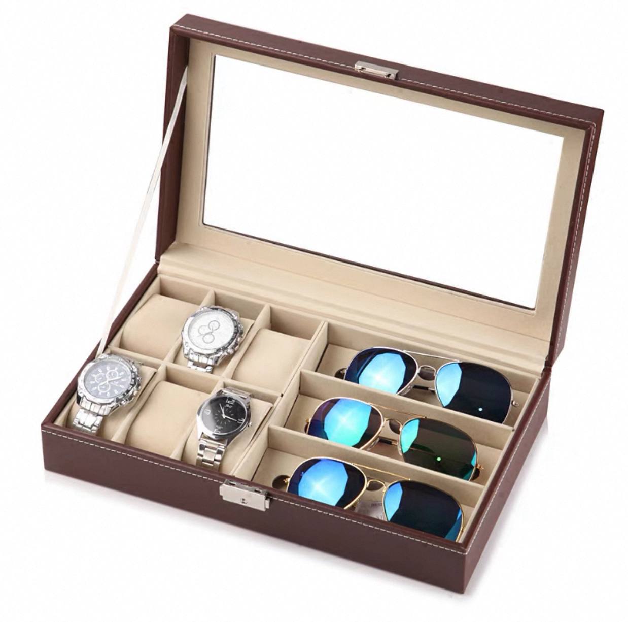 بوكس منظم ساعات ونظارات فاخر – تصميم أنيق وجودة عالية