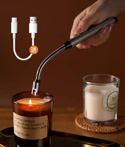 ولاعة إلكترونية قابلة للشحن USB بدون غاز بفتيل مرن وقفل أمان للأطفال