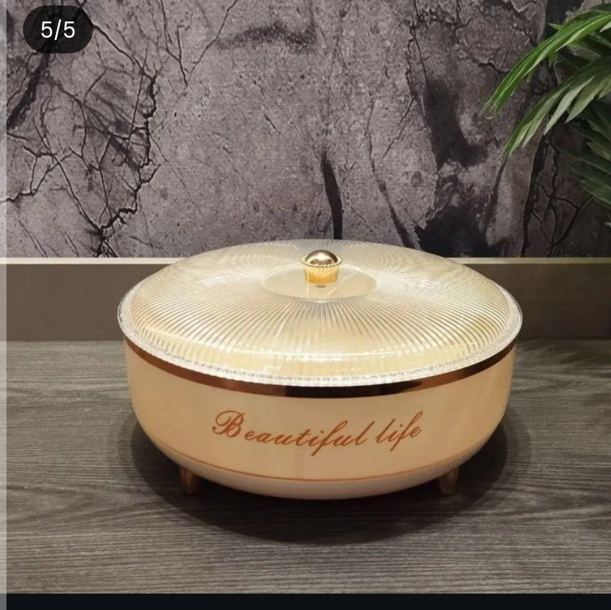 طبق تقديم تسالي ومكسرات أكريليك مقسّم | دور واحد – 4 أقسام داخلية    H-H