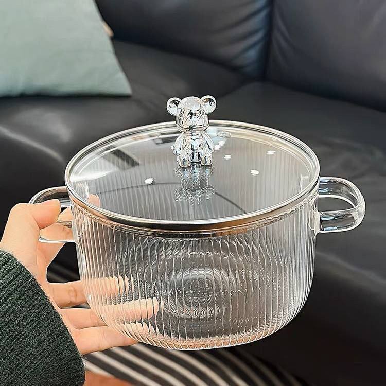 حلة زجاج بايركس بغطاء دبدوب وإطار معدن | سعة 1700 مل تصلح للاستخدام على النار مباشرة