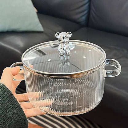 حلة زجاج بايركس بغطاء دبدوب وإطار معدن | سعة 1700 مل تصلح للاستخدام على النار مباشرة