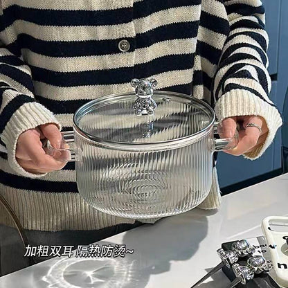 حلة زجاج بايركس بغطاء دبدوب وإطار معدن | سعة 1700 مل تصلح للاستخدام على النار مباشرة
