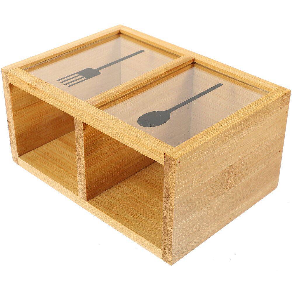 منظم ملاعق وشوك وسكاكين خشب بامبو طبيعي وأكريليك مستورد 🎋✨