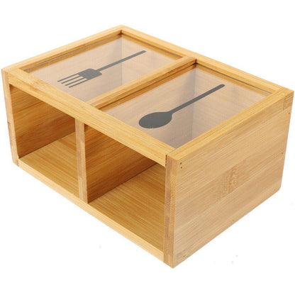 منظم ملاعق وشوك وسكاكين خشب بامبو طبيعي وأكريليك مستورد 🎋✨