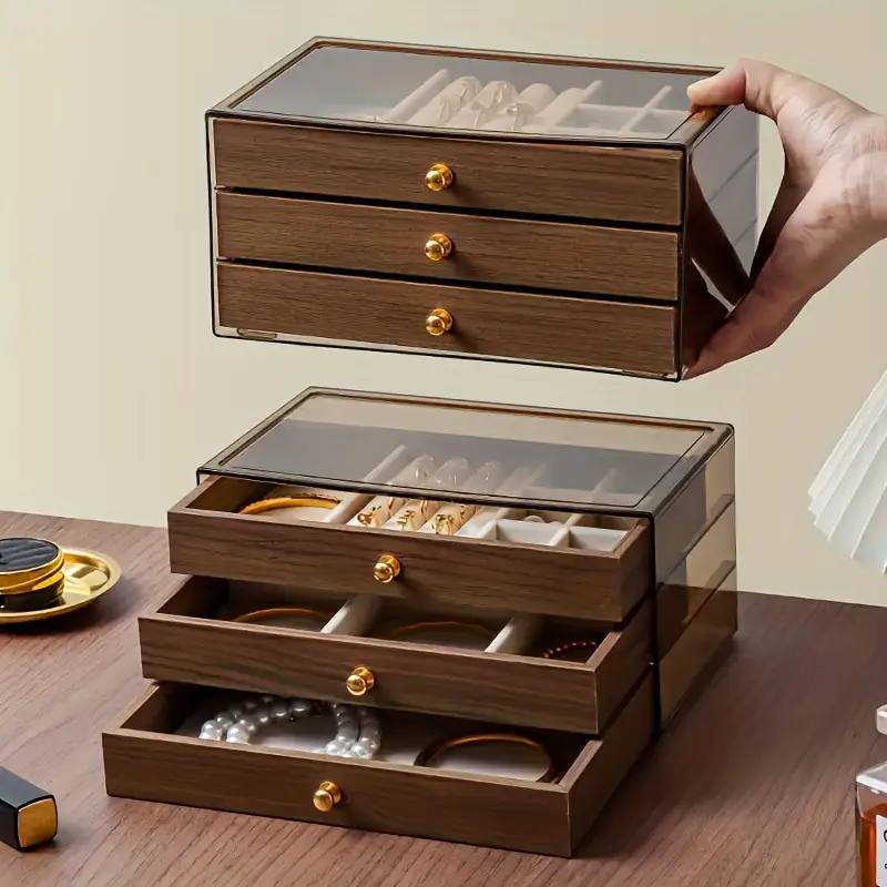 منظم إكسسوارات فاخر بأدراج وغطاء شفاف – Luxury Jewelry Organizer