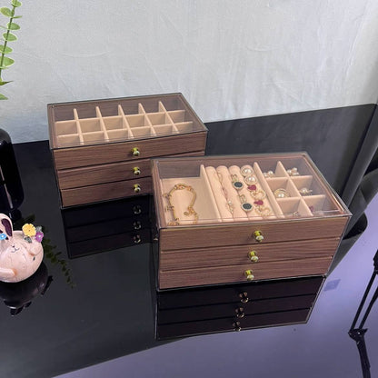 منظم إكسسوارات فاخر بأدراج وغطاء شفاف – Luxury Jewelry Organizer