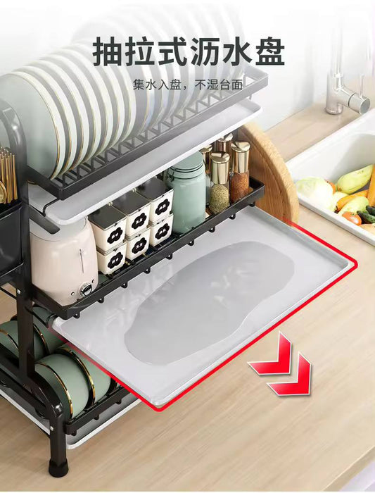 مطبقيه أورجانيزر متعددة الاستخدام معدن + 3 صفايات بلاستيك – تنظيم كامل للمطبخ