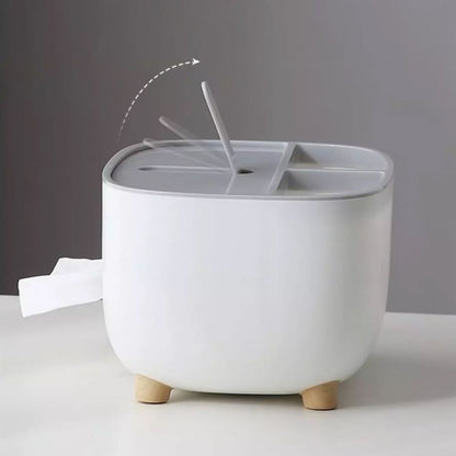 علبة مناديل متعددة الاستخدام ماركة Ecoco بقاعدة خشب ومنظم ريموت