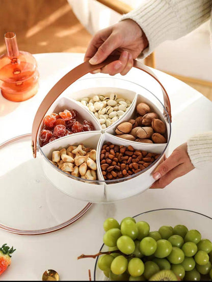 طبق تقديم حلويات وتسالي مقسم أكريليك بيد شبيه للجلد – 2×1 خامة فاخرة ✨