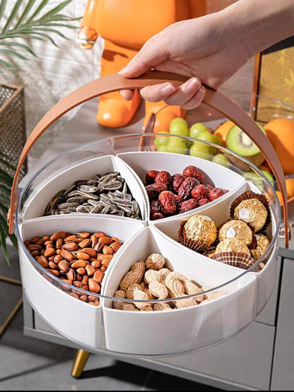 طبق تقديم حلويات وتسالي مقسم أكريليك بيد شبيه للجلد – 2×1 خامة فاخرة ✨