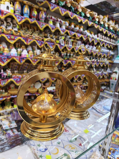 فانوس معدن بينور دائري – ذهبي أنيق 🌙✨ B