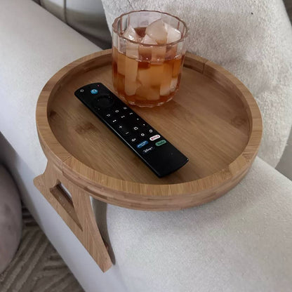 صينية مسند للكنبة خشب بامبو طبيعي مستوردة – متعددة الاستخدام بحجم كبير 30 سم