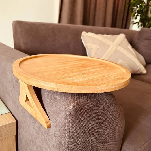 صينية مسند للكنبة خشب بامبو طبيعي مستوردة – متعددة الاستخدام بحجم كبير 30 سم