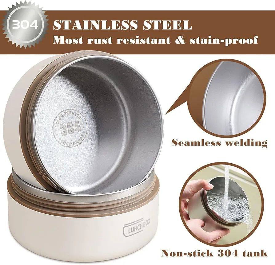 شنطة لانش بوكس حرارية مع علب ستانلس SUS 304 طقم 5 قطع لحفظ الطعام