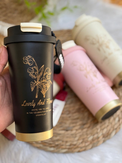 مج حراري ورد مستورد استانلس ستيل 600 مل متعدد الألوان