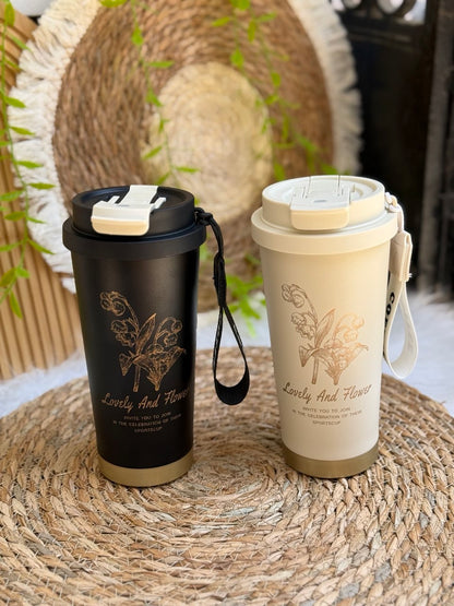 مج حراري ورد مستورد استانلس ستيل 600 مل متعدد الألوان