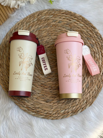 مج حراري ورد مستورد استانلس ستيل 600 مل متعدد الألوان