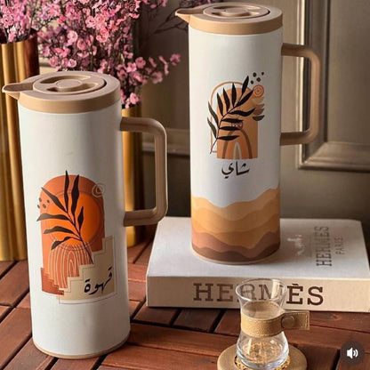 ترمس القهوة المزاج العالي 1 لتر | زجاج حراري داخلي واستنالس خارجي يحفظ السخن والبارد