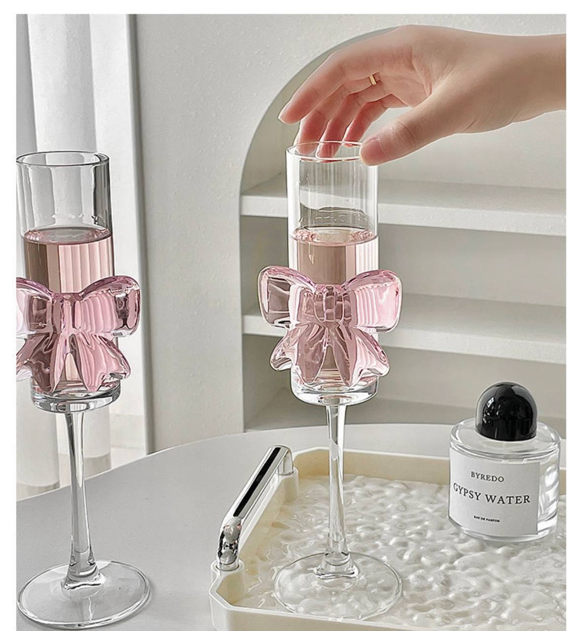 كاس الفراشة الطويل 🦋 | زجاج نقي يتحمل السخونة والبرودة       H-H