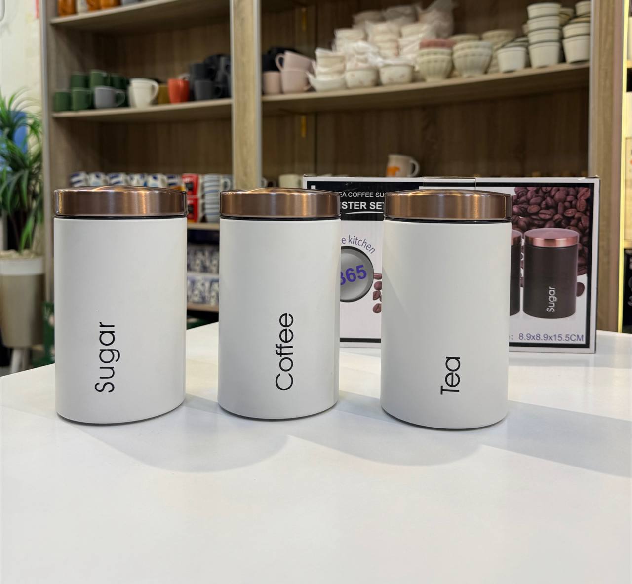 طقم كوفي صاج 3 قطع لون أبيض أنيق – تصميم عصري وجودة عالية