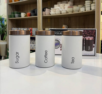 طقم كوفي صاج 3 قطع لون أبيض أنيق – تصميم عصري وجودة عالية