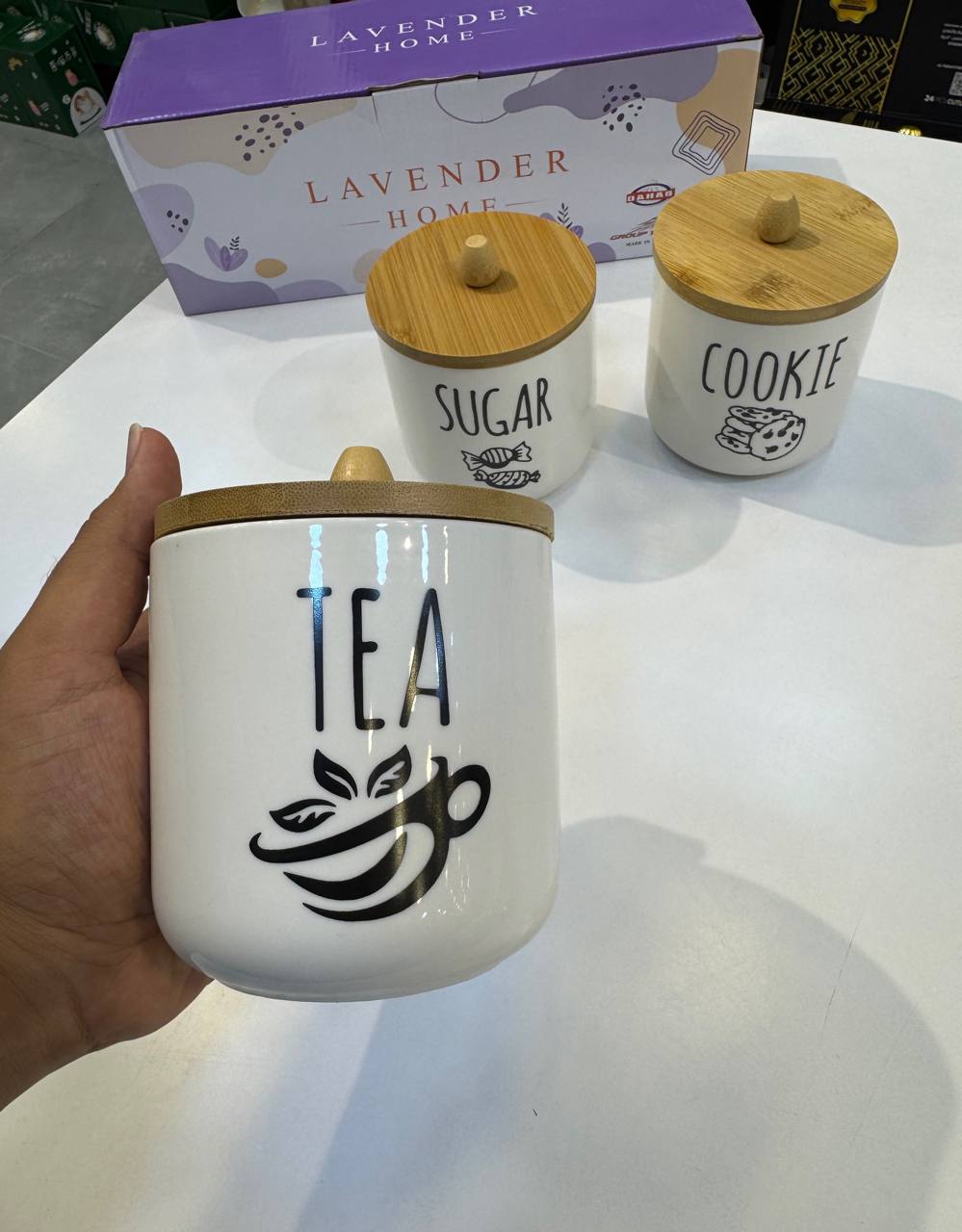 طقم كوفي بورسلين 3 قطع غطاء خشب بامبو – سعة 500 مل مستورد