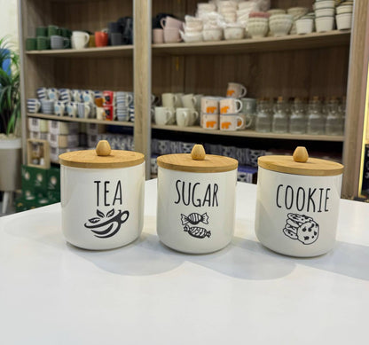 طقم كوفي بورسلين 3 قطع غطاء خشب بامبو – سعة 500 مل مستورد