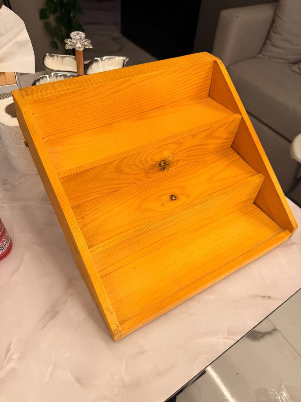 سلم توابل خشب بامبو 3 أدوار قابل للفتح – منظم توابل عريض يسع أكثر من 12 برطمان