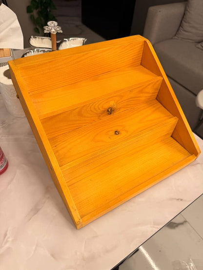 سلم توابل خشب بامبو 3 أدوار قابل للفتح – منظم توابل عريض يسع أكثر من 12 برطمان