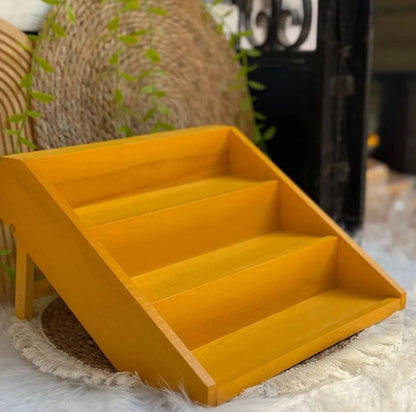 سلم توابل خشب بامبو 3 أدوار قابل للفتح – منظم توابل عريض يسع أكثر من 12 برطمان