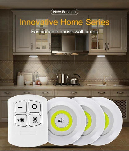 باكت كشافات ليد مدور 3 قطع بالريموت – إضاءة ديكورية متعددة الأشكال