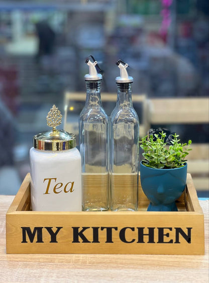 صينية تقديم خشب سويدي بيد تصميم عصري منقوشة MY KITCHEN