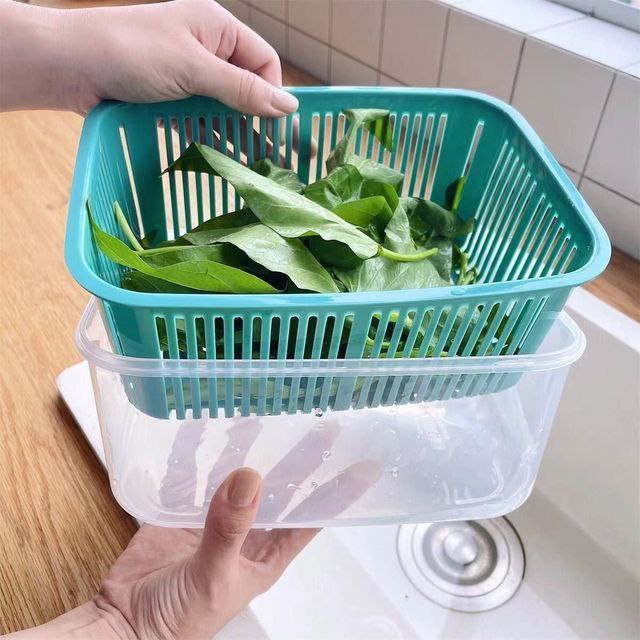 طقم علب ثلاجة بلاستيك صحي 5 قطع بمصفاة وغطاء محكم