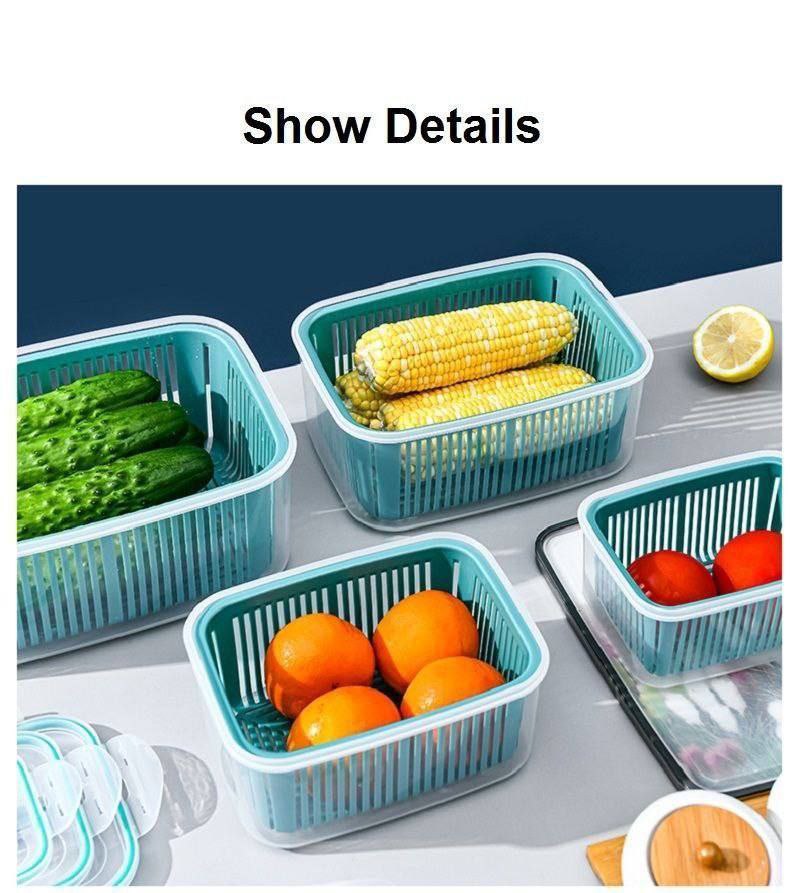 طقم علب ثلاجة بلاستيك صحي 5 قطع بمصفاة وغطاء محكم