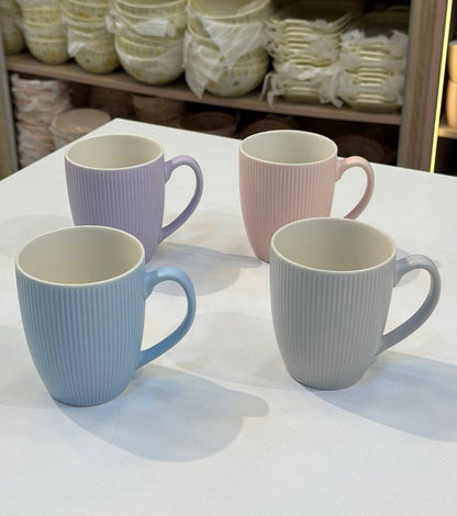 طقم مجات ايكيا 4 قطع بورسلين مضلع ❤️ ألوان مميزة وسعة 400 مل