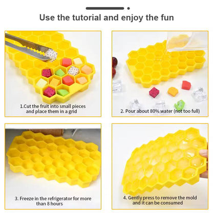 قالب ثلج سيليكون شكل خلية بغطاء بلاستيك | مستورد عالي الجودة