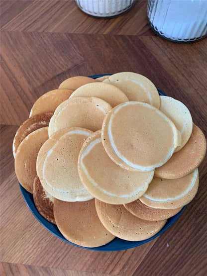 طاسة بان كيك جرانيت 4 عين – خامة ثقيلة بيد شبيهة بالخشب