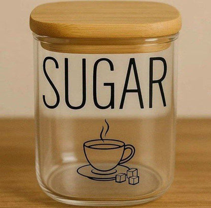 طقم كوفي بايركس بغطاء خشب بامبو | 3 برطمانات Coffee – Tea – Sugar بتصميم مربع أنيق