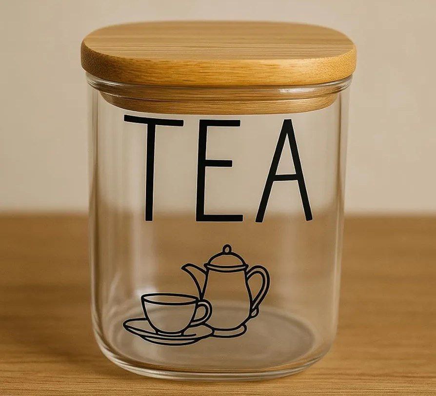 طقم كوفي بايركس بغطاء خشب بامبو | 3 برطمانات Coffee – Tea – Sugar بتصميم مربع أنيق