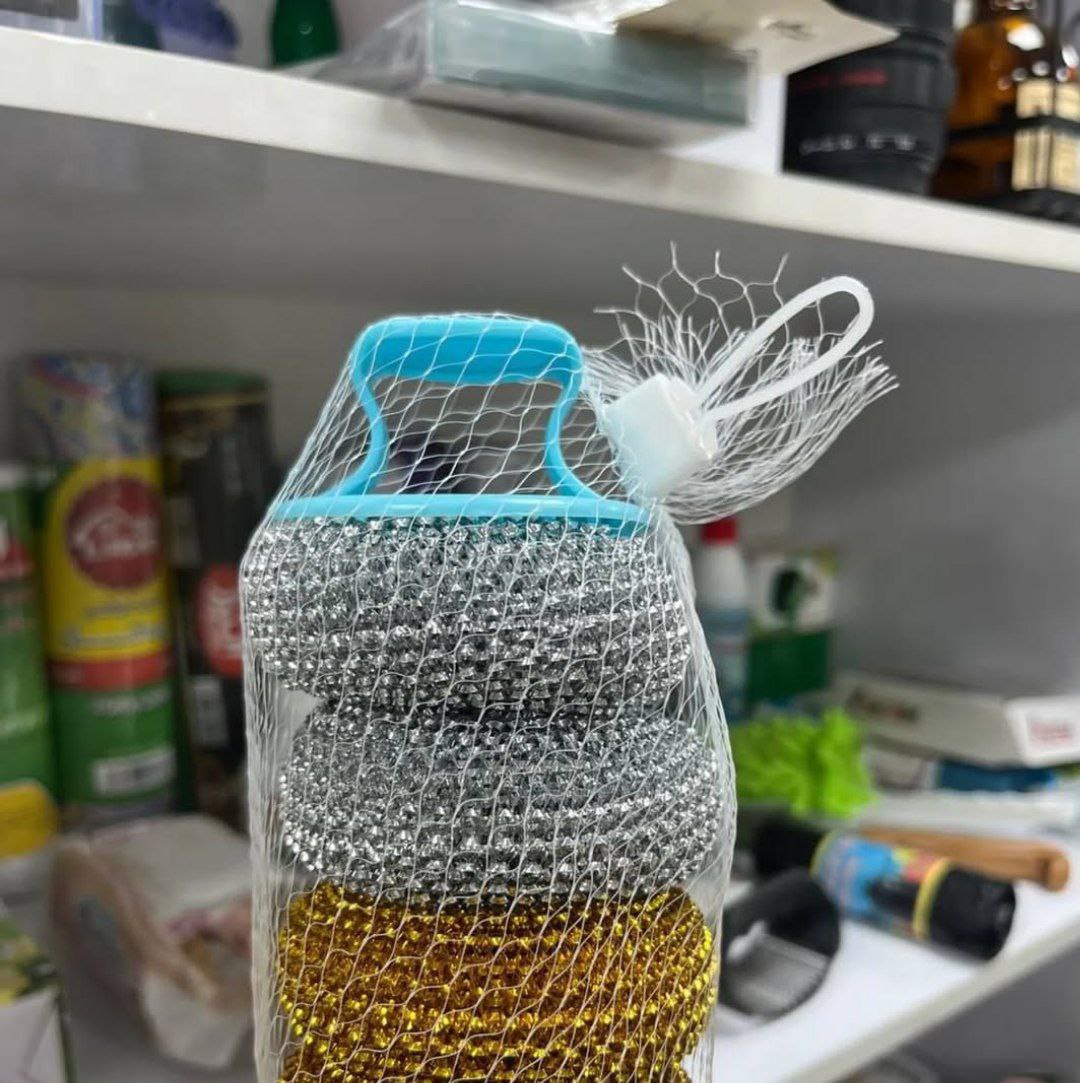 طقم ليفة مواعين سلك بالمقبض – الباكت 3 قطع  الليفة الذكية للتنظيف السهل