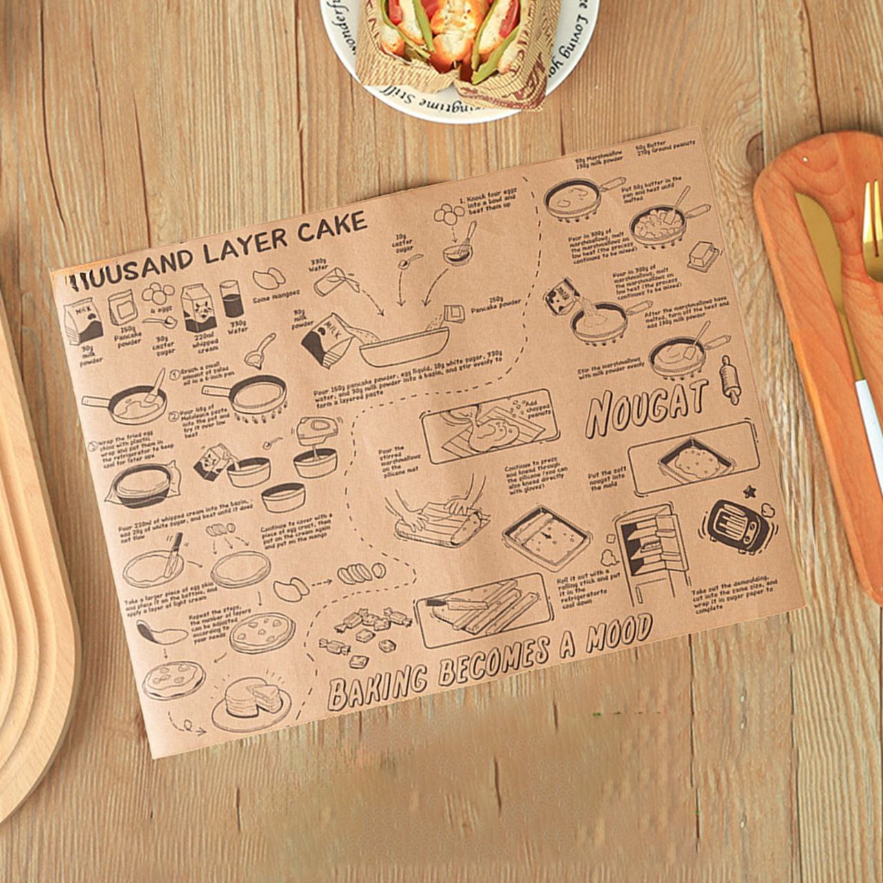 ورق زبدة حراري صحي للف الساندوتش والخبز | 50 شيت مقاس 28×38 سم مستورد عالي الجودة