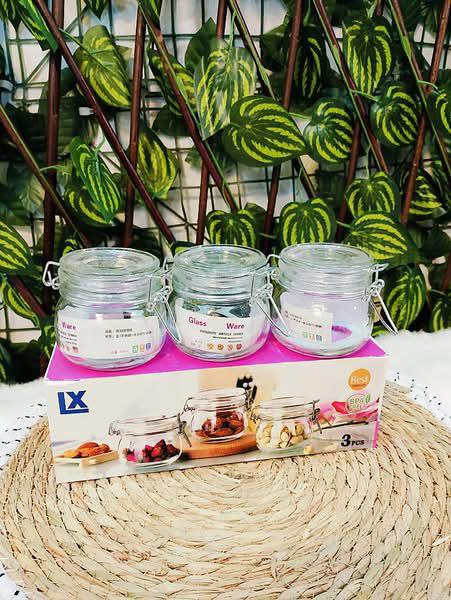 طقم توابل زجاج كلبس 3 قطع بغطاء محكم الغلق | زجاج بيور عالي الجودة من ايكيا 130ml