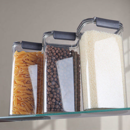 طقم علب بقوليات أكريليك محكم الغلق | 3 قطع سعة 1700 مل لتخزين الطعام بأمان وأناقة