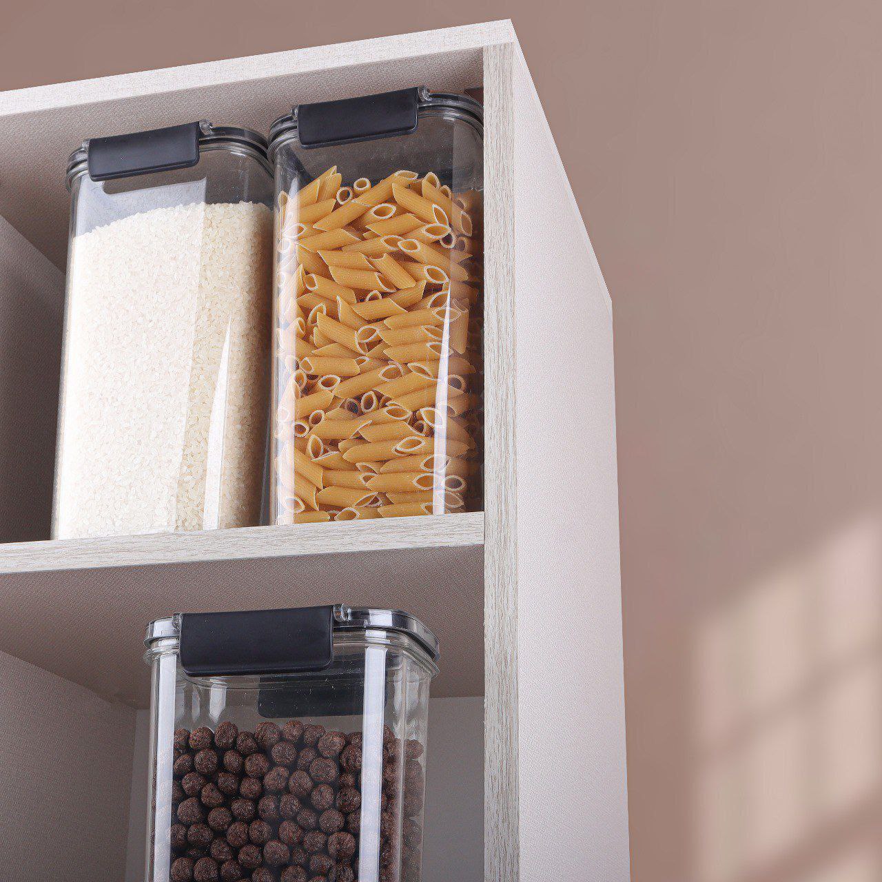 طقم علب بقوليات أكريليك محكم الغلق | 3 قطع سعة 1700 مل لتخزين الطعام بأمان وأناقة