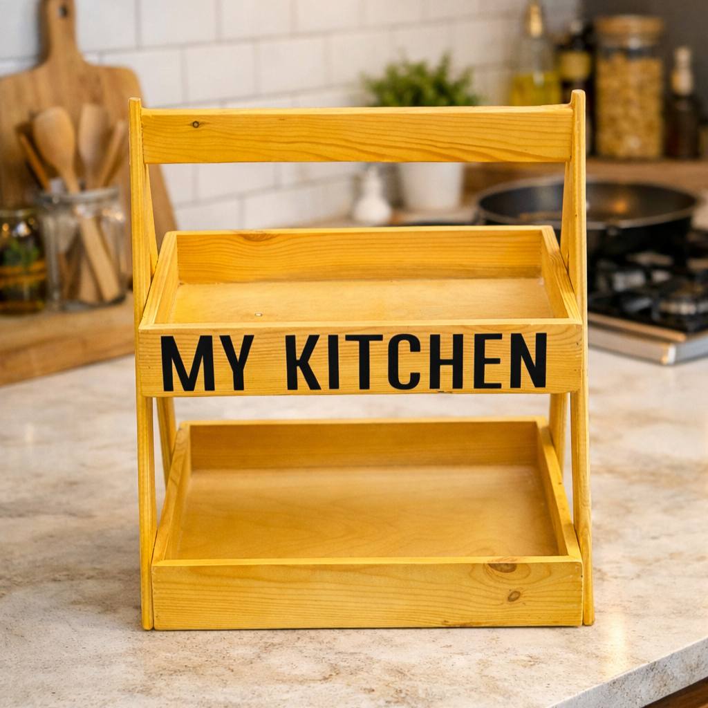استاند خشب هرمي MY KITCHEN لتنظيم التوابل والبرطمانات